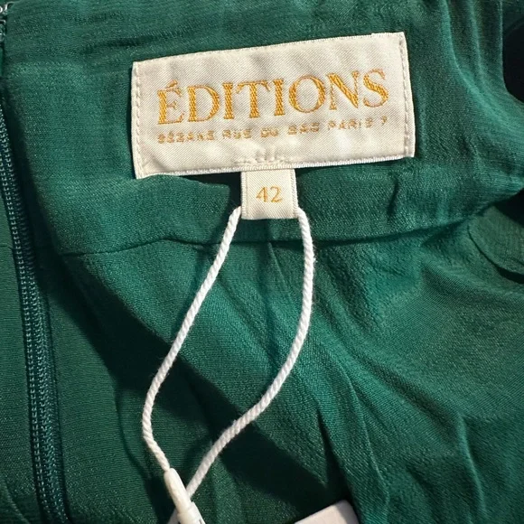 Sézane Green Tie-Strap Mini Dress Linen Blend Cutout Back Size 42 Large NWT - Picture 8 of 10